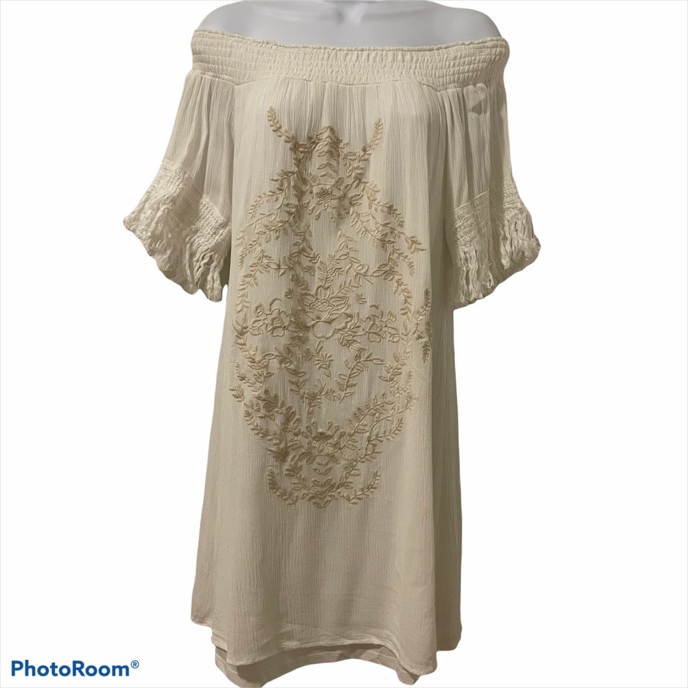 Embroidered Off the Shoulder Dress